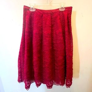 Alya Midi Red Lace Women’s Skirt - Medium